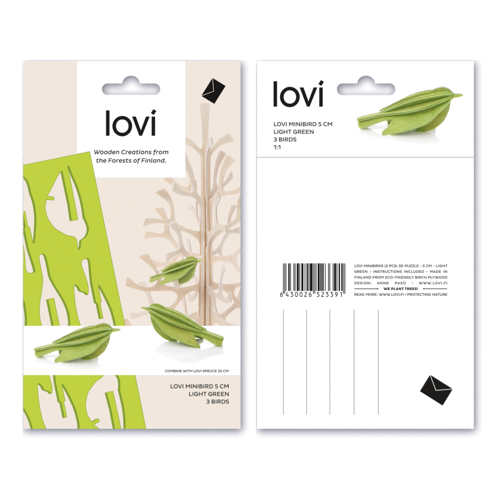 lovi mini birds green packaging