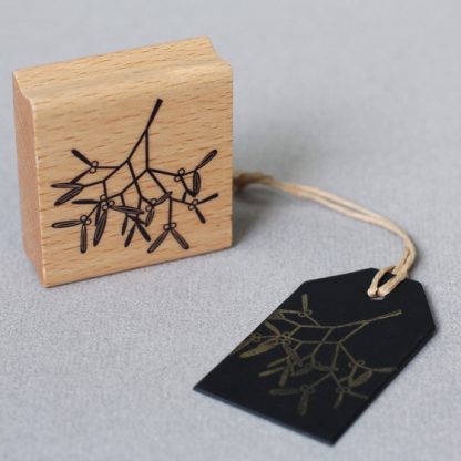 wooden stamp winter mistletoe by perlenfischer