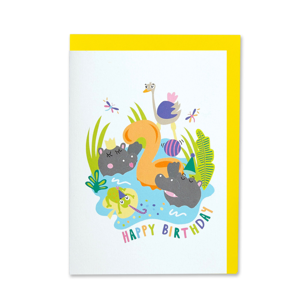 hippos age 2 card by raspberry blossom