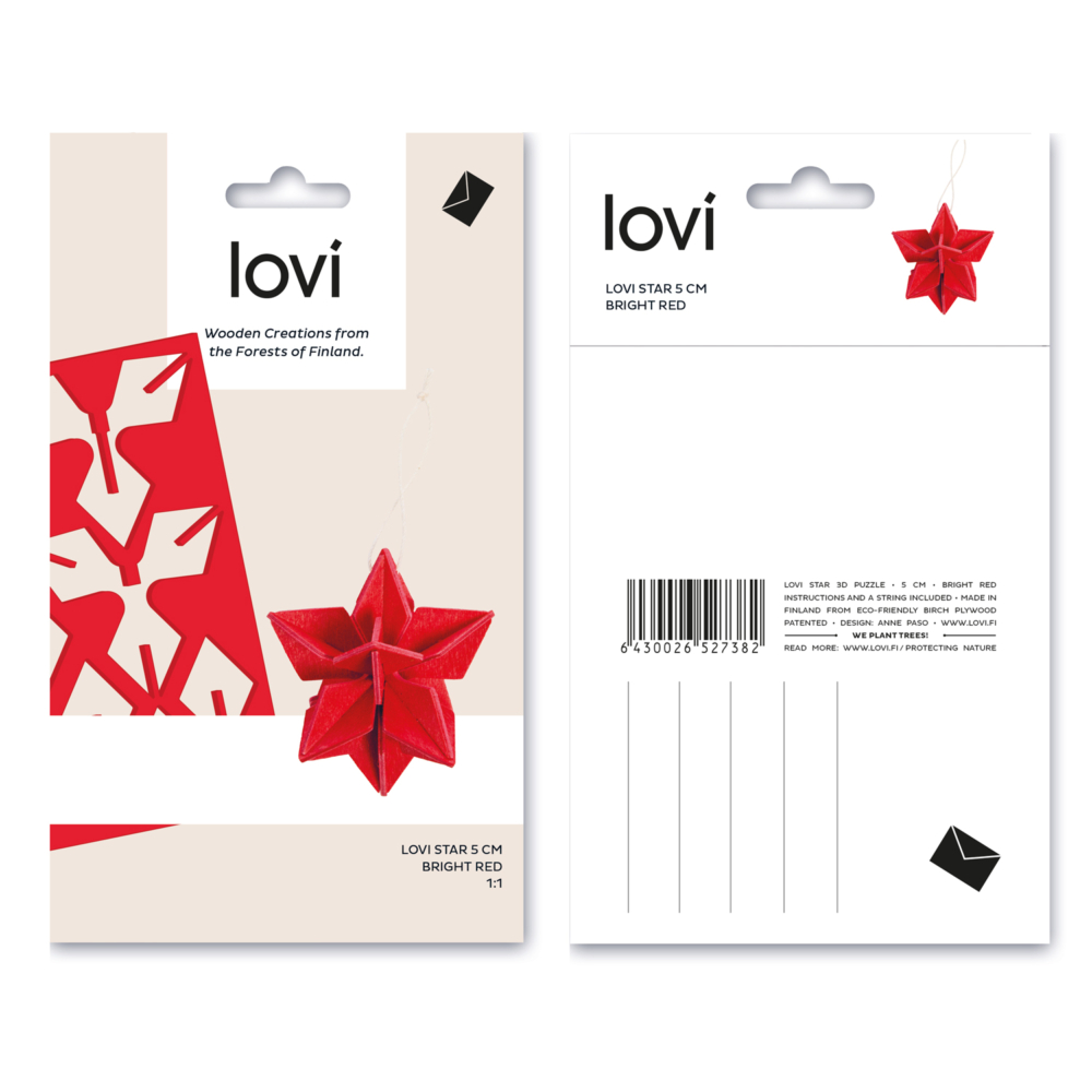 Lovi star 5 cm bright red