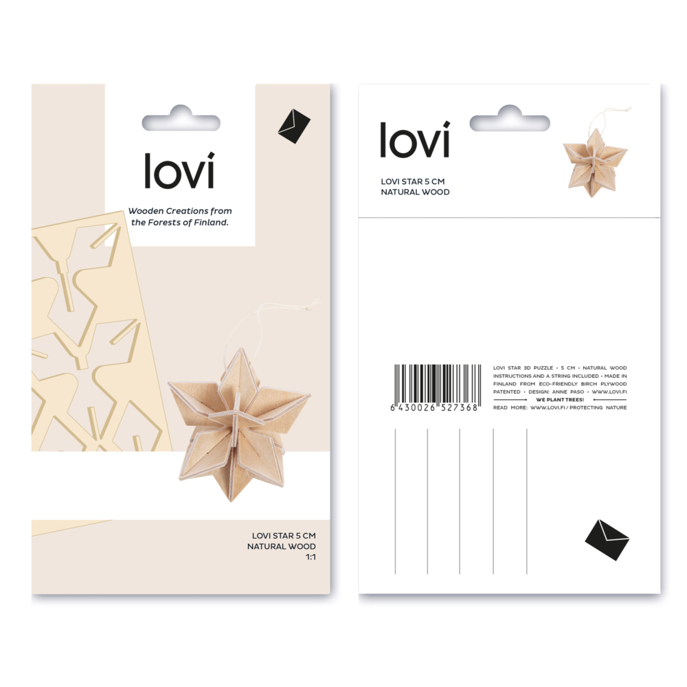 Lovi star 5 cm natural wood by Lovi