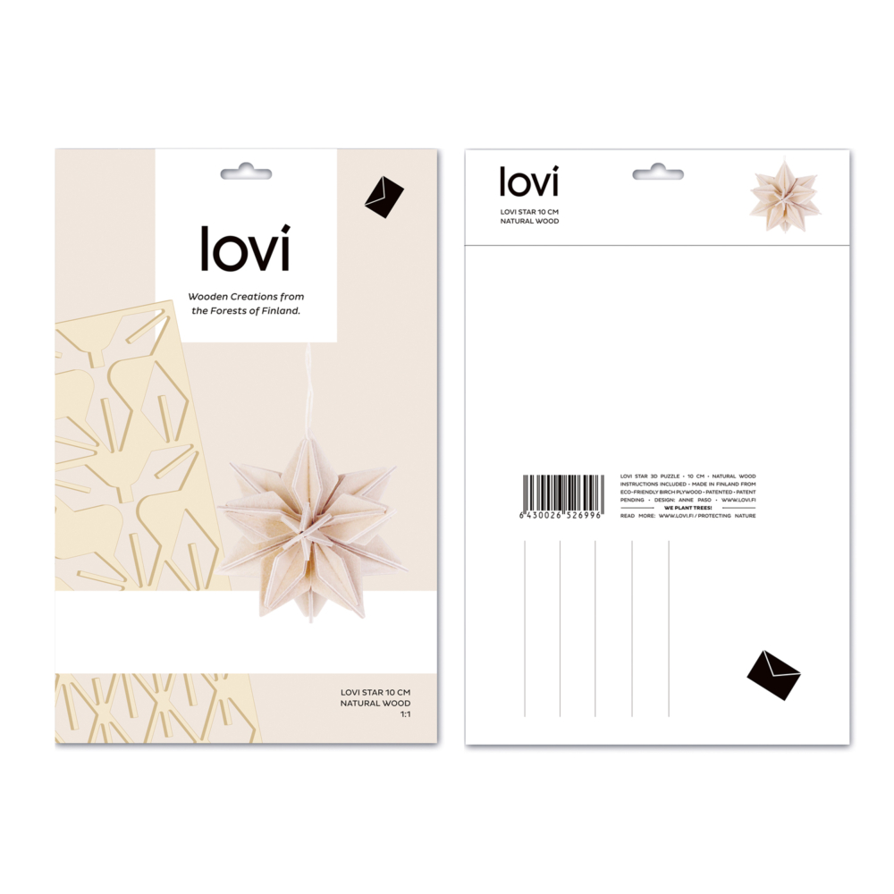 Lovi star 10 cm natural wood