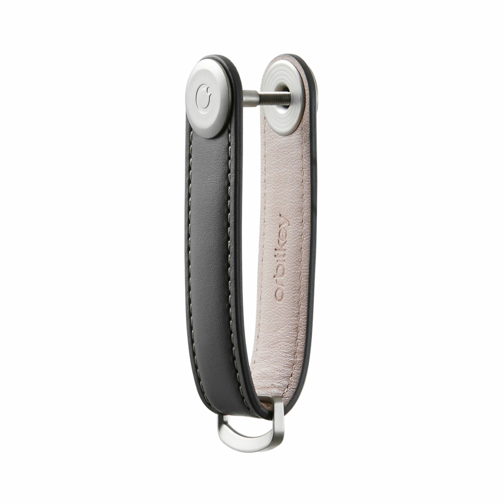 leather key organiser charcopal with grey stitching by orbitkey