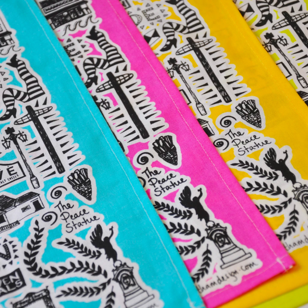 colourful brighton tea towel by martha mitchell design