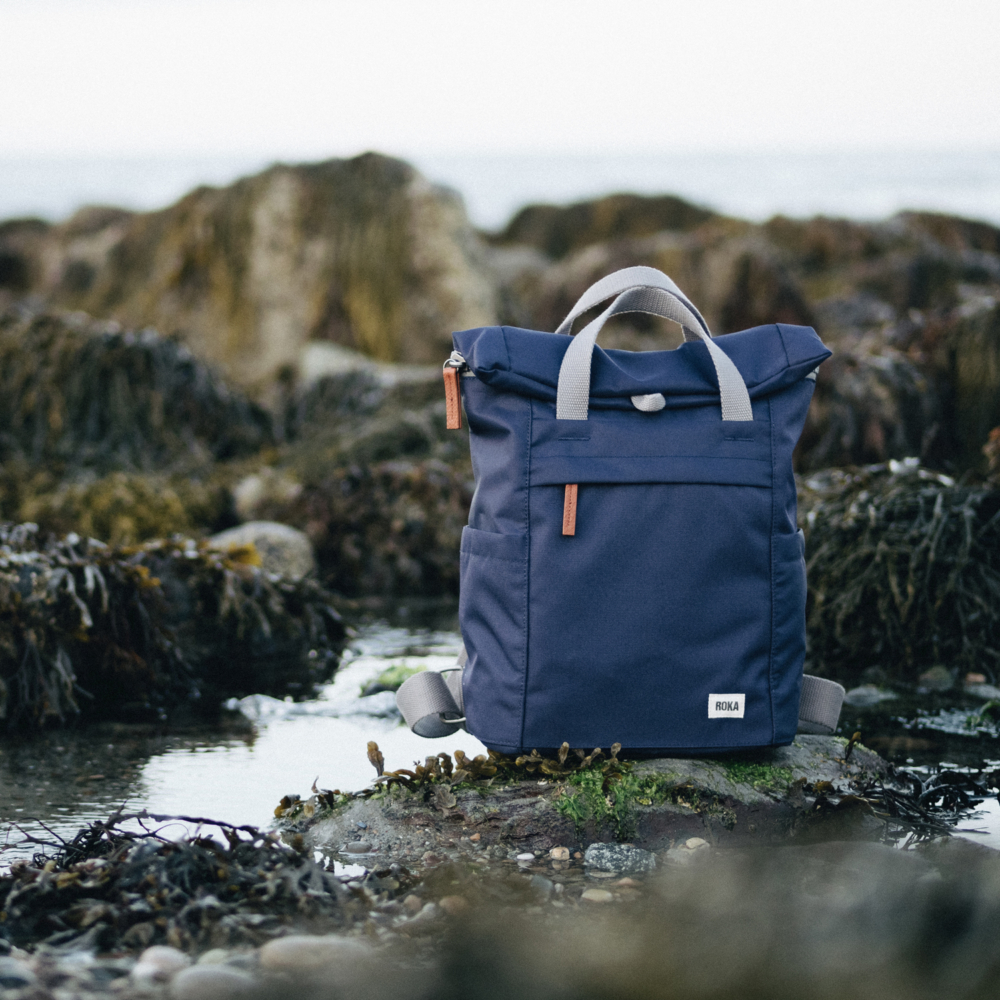 finchley sustainable medium bag mineral on beach by roka