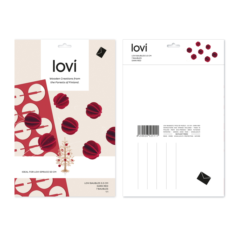 Baubles 3.5 cm dark red by Lovi