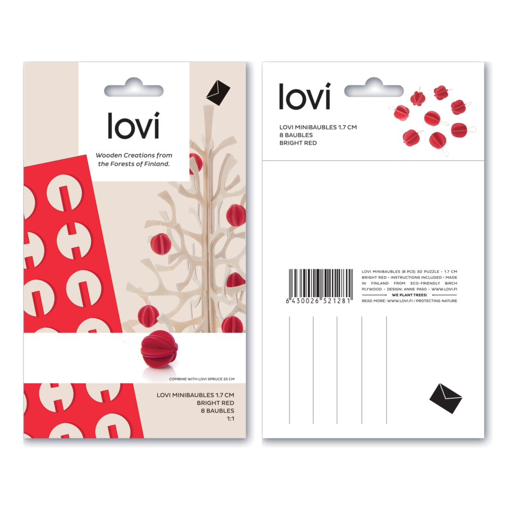 minibaubles 1.7cm bright red by Lovi