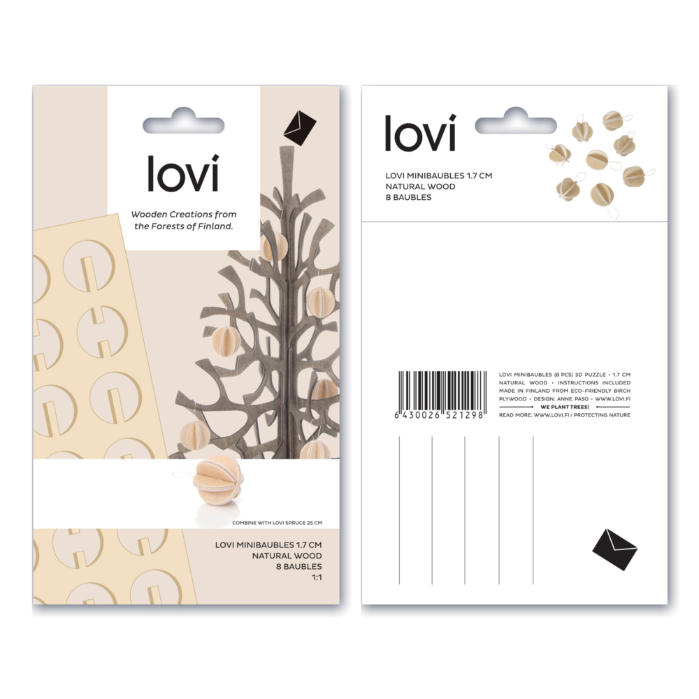 minibaubles 1.7cm natural wood by Lovi
