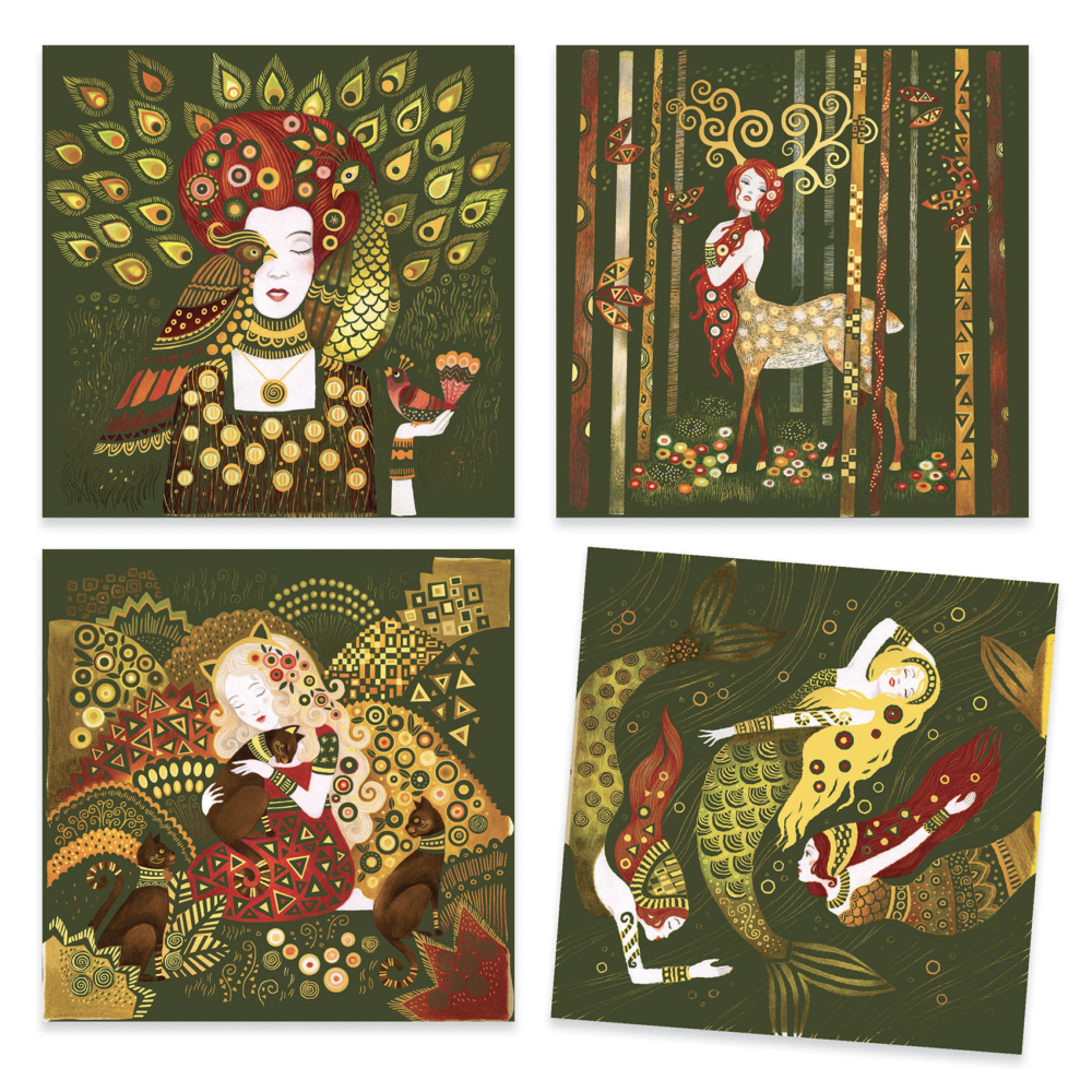 golden goddesses inspired by Gustave Klimt by Djeco