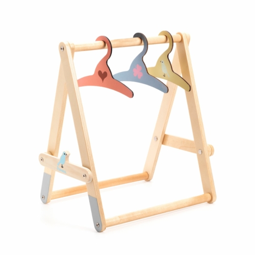 baby poméa clothes rack with 3 hangers by djeco