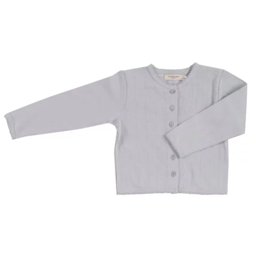 pointelle cardigan pale blue by pigeon orgaNICS SS23