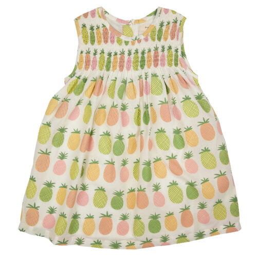 sleeveless smock dress pineapples by Pigeon Organics SS2024