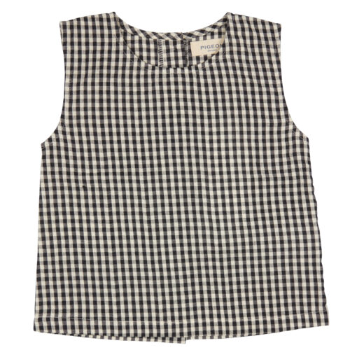 summer top seersucker check black by Pigeon Organics SS2024