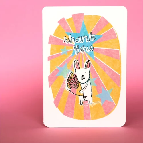 Thank you bunny flowers card by Laura Skilbeck