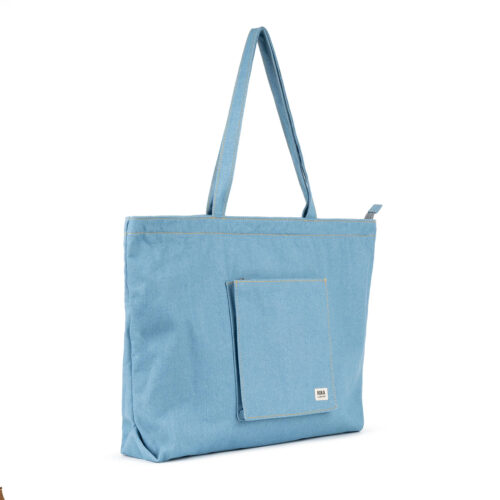 roka portobello light wash denim bag